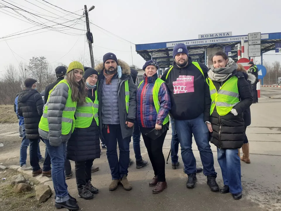 A group of YMCA volunteers at the Ukraine-Romania border