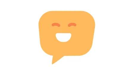 Yellow talking bubble with a laughing face