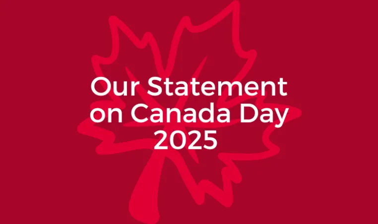 Text: Our Statement on Canada Day 2025. Image: a maple leaf in the background