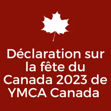 A maple leaf with the word Our Statement on Canada Day 2023 underneath