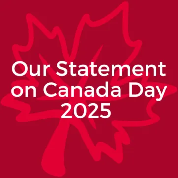 Text: Our Statement on Canada Day 2025. Image: a maple leaf in the background